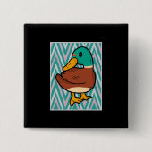 Cute Duck Vierkante Button 5,1 Cm (Voorkant)