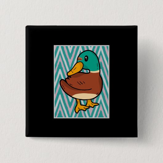 Cute Duck Vierkante Button 5,1 Cm (Voorkant)