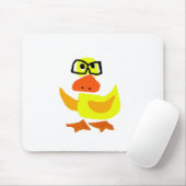 Cute Duck Wearing Glasses Art Muismat (Met muis)