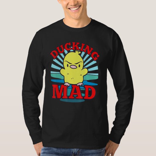Cute Ducking Mad Duck Meme met Blue Retro Sunset T-shirt (Voorkant)