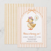 Cute Duckling Birthday Party Invitation Kaart (Voorkant / Achterkant)