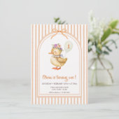Cute Duckling Birthday Party Invitation Kaart (Staand voorkant)