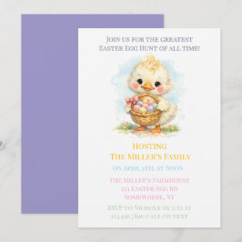 Cute Duckling Easter Egg Hunt Party Kaart