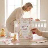 Cute Duckling First Birthday Invitation Kaart