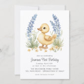 Cute Duckling Garden First Birthday QR Code  Kaart (Voorkant)