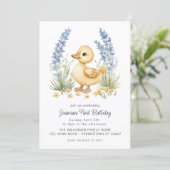 Cute Duckling Garden First Birthday QR Code  Kaart (Staand voorkant)