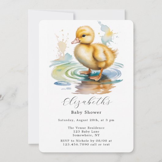 Cute Duckling Gender Neutral Baby Shower Kaart (Voorkant)