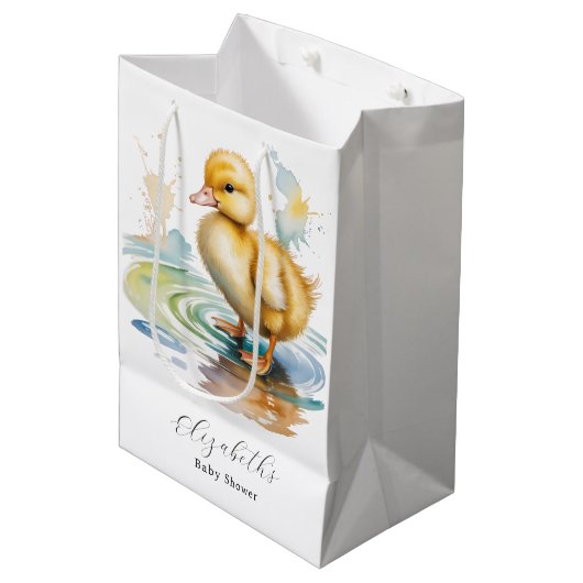 Cute Duckling Geslachtsneutrale Babyshower Medium Cadeauzakje (Voorkant Gekanteld)