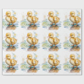 Cute Duckling Geslachtsonzijdige Babyshower Cadeaupapier (Vlak)
