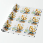 Cute Duckling Geslachtsonzijdige Babyshower Cadeaupapier (Uitgerold)