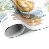 Cute Duckling Geslachtsonzijdige Babyshower Cadeaupapier (Rol Hoek)