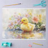 Cute Duckling met Bloemen Waterverf Decoupage Tissuepapier (Craft)