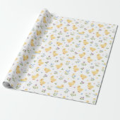 Cute Ducklings and Wildflowers Pattern Cadeaupapier (Uitgerold)