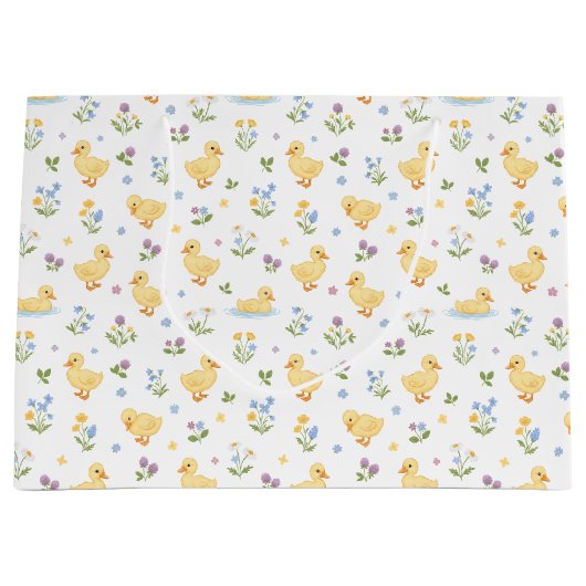 Cute Ducklings and Wildflowers Pattern Groot Cadeauzakje (Voorkant)
