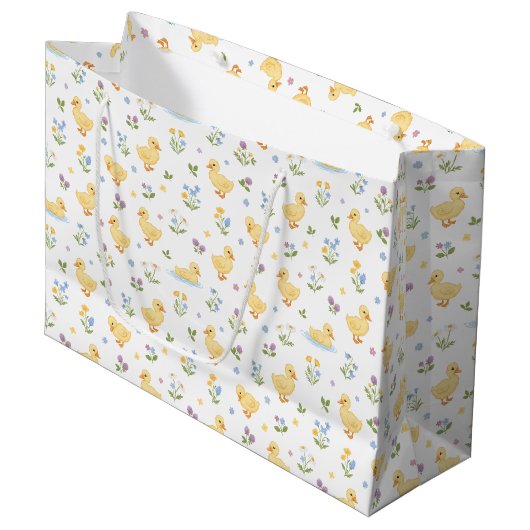 Cute Ducklings and Wildflowers Pattern Groot Cadeauzakje (Voorkant Gekanteld)
