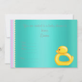 CUTE DUCKS BABY SHOWER INVITATION AQUA GREEN KAART (Achterkant)
