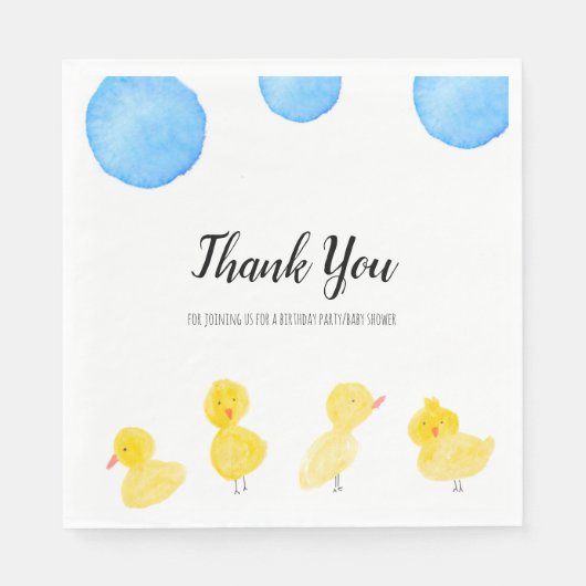 Cute Ducks Hand Waterverf Baby shower Dank u wel Servet (Voorkant)