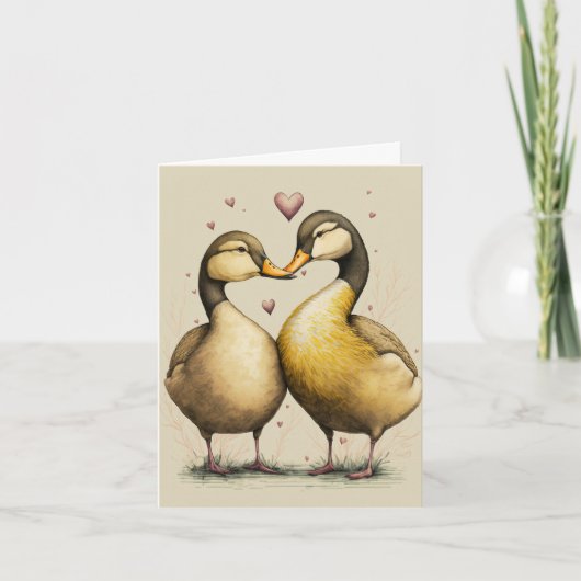 Cute Ducks in Love Wenskaart for Jubilea Kaart (Voorkant)