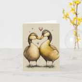 Cute Ducks in Love Wenskaart for Jubilea Kaart (Gele Bloem)