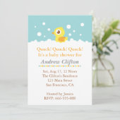 Cute Ducky met Bubbles Baby shower Party Kaart (Staand voorkant)
