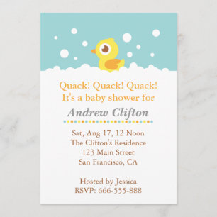 Cute Ducky met Bubbles Baby shower Party Kaart