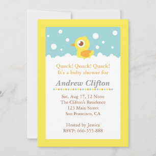 Cute Ducky met Bubbles Baby shower Party Kaart