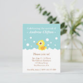 Cute Ducky met Bubbles Blue Baby shower Party Kaart (Staand voorkant)