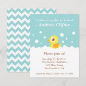 Cute Ducky met Bubbles Blue Baby shower Party Kaart (Voorkant / Achterkant)