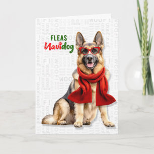 Cute Duitse Herdershond Vlooien NaviDOG Feestdagen Kaart
