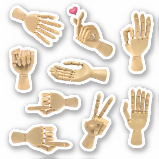 Cute Dummy Speelgoed Hand Sticker Set (Voorkant)