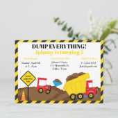 Cute Dump Truck and Digger Birthday Party Kaart (Staand voorkant)