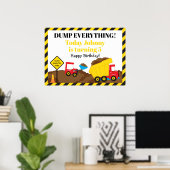 Cute Dump Truck and Digger Birthday Poster (Thuiskantoor)