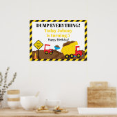 Cute Dump Truck and Digger Birthday Poster (Keuken)