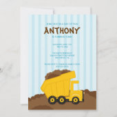 Cute Dump Truck Birthday Party Invite Kaart (Voorkant)