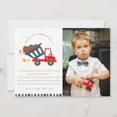Cute Dump Truck Reddingskinderen Foto Verjaardag E Bedankkaart (Voorkant)