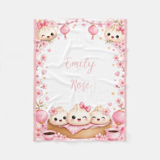Cute Dumpling Meisje Baby Shower Cadeau Fleece Deken (Voorkant)