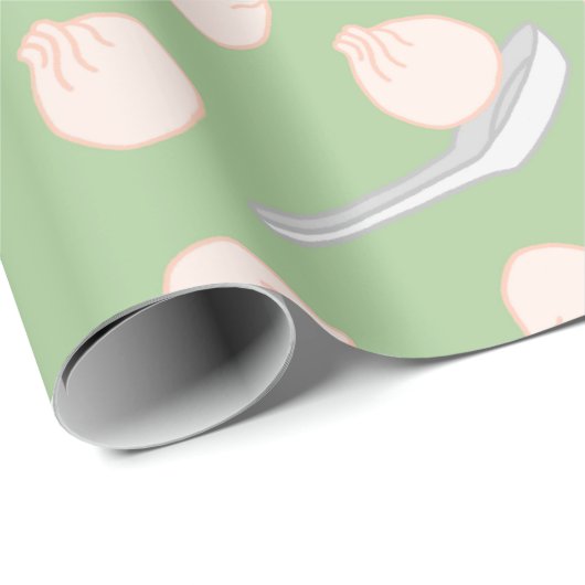 Cute Dumpling Pattern Wrapping Paper Cadeaupapier (Rol Hoek)