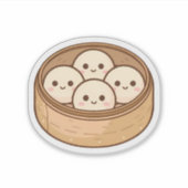 Cute Dumpling Squad Sticker – Kawaii Bamboe Stoomm (Voorkant)