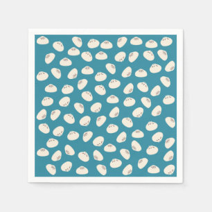 Cute Dumplings on Blue Background Paper Napkins Servet