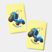 Cute dune buggy offroad voertuig cartoon badge (Voor- en achterkant)