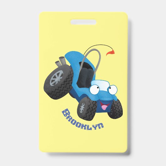 Cute dune buggy offroad voertuig cartoon badge (Voorzijde)