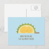 Cute Durian Love Mushy Valentines Day Postcard Feestdagenkaart (Voorkant / Achterkant)