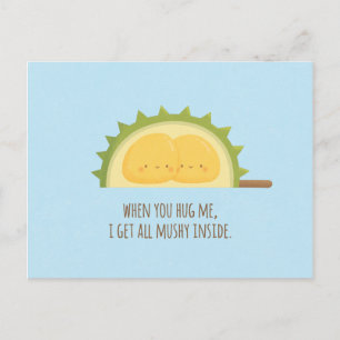 Cute Durian Love Mushy Valentines Day Postcard Feestdagenkaart
