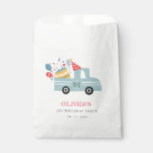 Cute Dusky Blue Any Age Birthday Party Cake Truck Bedankzakje (Voorkant)