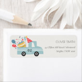 Cute Dusky Blue Any Age Birthday Party Cake Truck Etiket (Insitu)