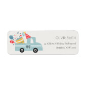 Cute Dusky Blue Any Age Birthday Party Cake Truck Etiket (Voorkant)