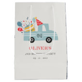 Cute Dusky Blue Any Age Birthday Party Cake Truck Medium Cadeauzakje (Achterkant)