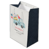 Cute Dusky Blue Any Age Birthday Party Cake Truck Medium Cadeauzakje (Achterkant Gekanteld)