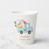 Cute Dusky Blue Any Age Birthday Party Cake Truck Papieren Bekers (Achterkant)