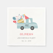 Cute Dusky Blue Any Age Birthday Party Cake Truck Servet (Voorkant)